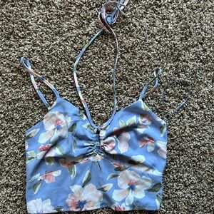 Abercrombie & Fitch Blue Ruched Crop Top